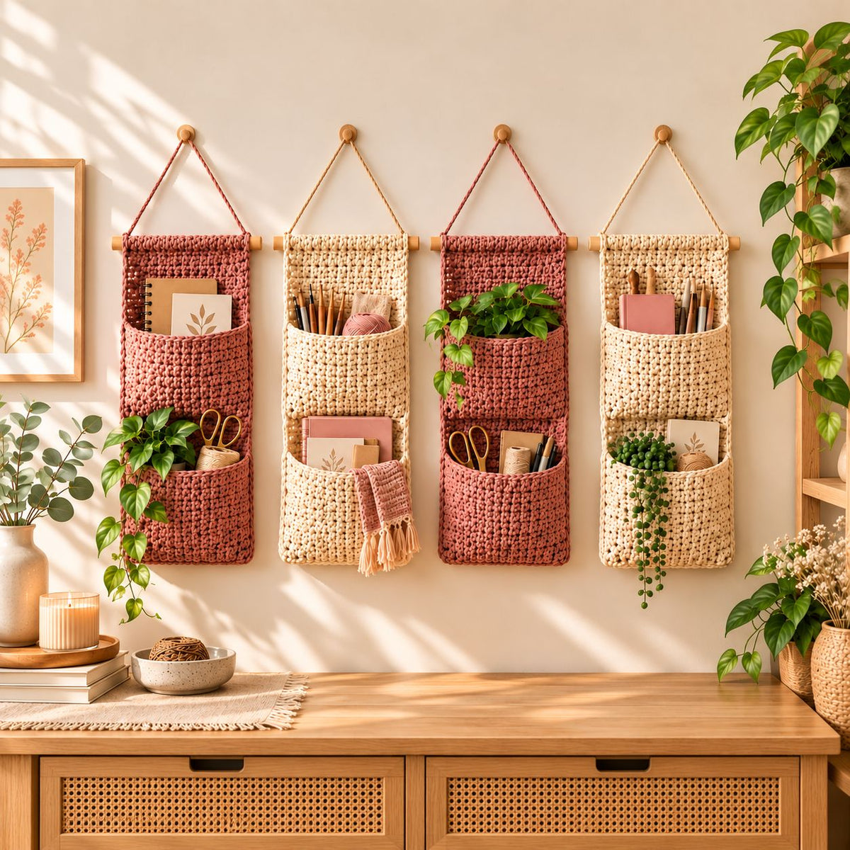 40 crochet home decor patterns bundle pdf | crochet basket, plant pot cozy & hanging planter patterns
