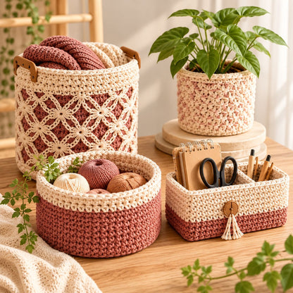 40 crochet home decor patterns bundle pdf | crochet basket, plant pot cozy & hanging planter patterns